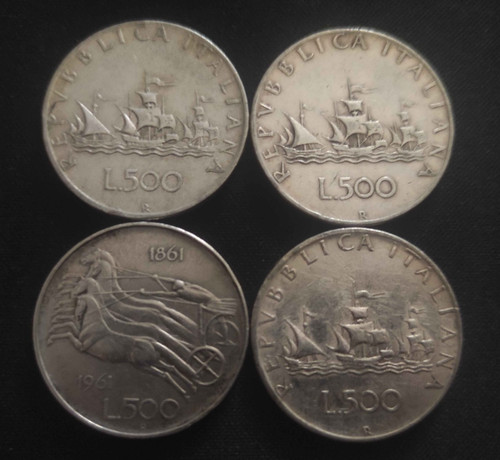 Monete argento 500 lire - monete,