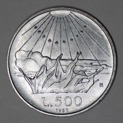 Moneta fdc 500 lire 1965 - 500,