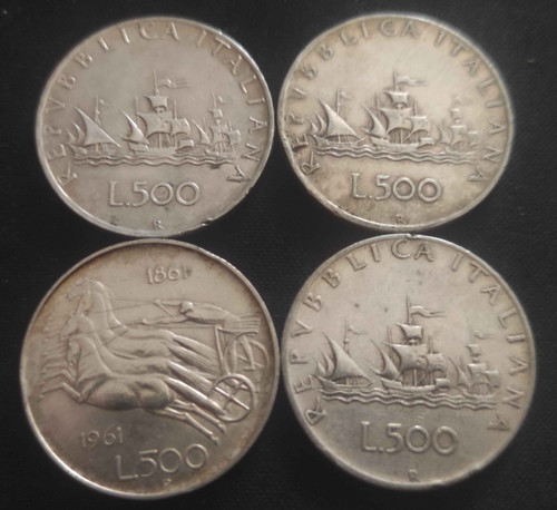 Monete argento 500 - 500, lire